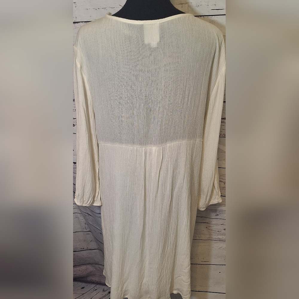 Naïf Boho Crochet V-Neck Dress Slit Sleeve Flowy Cream XL #2015 - Picture 5 of 10